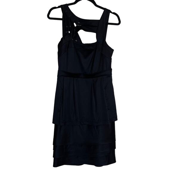 BCBGMaxAzria Shoelace Peplum Dress Black Size 6 - Picture 7 of 9